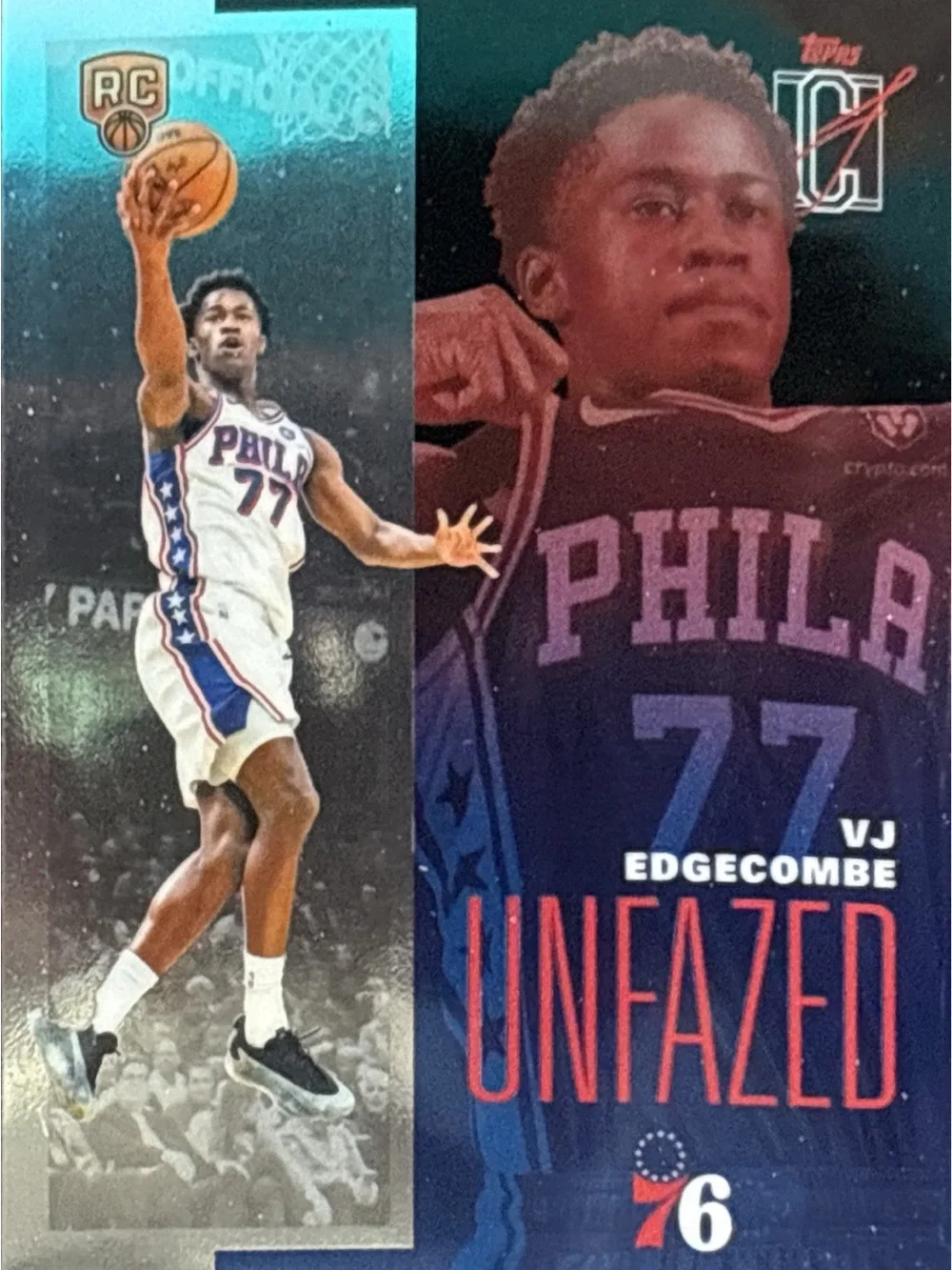 Topps VJ Edgecombe Unfazed Rookie Basketball Trading Card